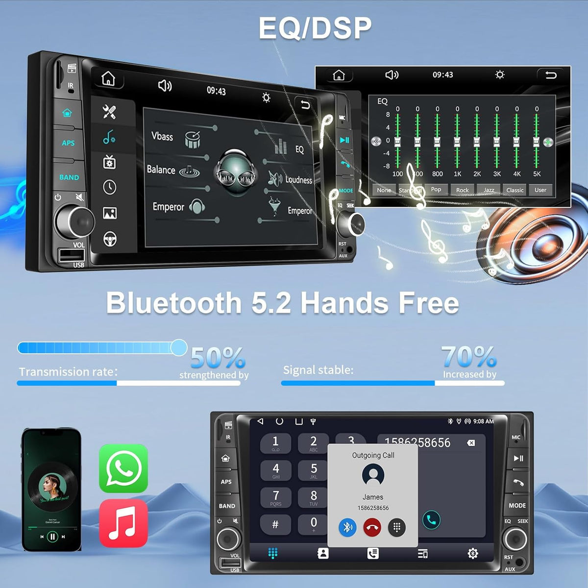 Plug&Play Car Radio for Toyota 4Runner 2003-2009,for Tundra 2003-2006, for Sequoia 2003-2007 .7 Inch IPS Touch Screen with Wireless CarPlay&Android Auto&Mirror Link Bluetooth AM/FM Backup Camera