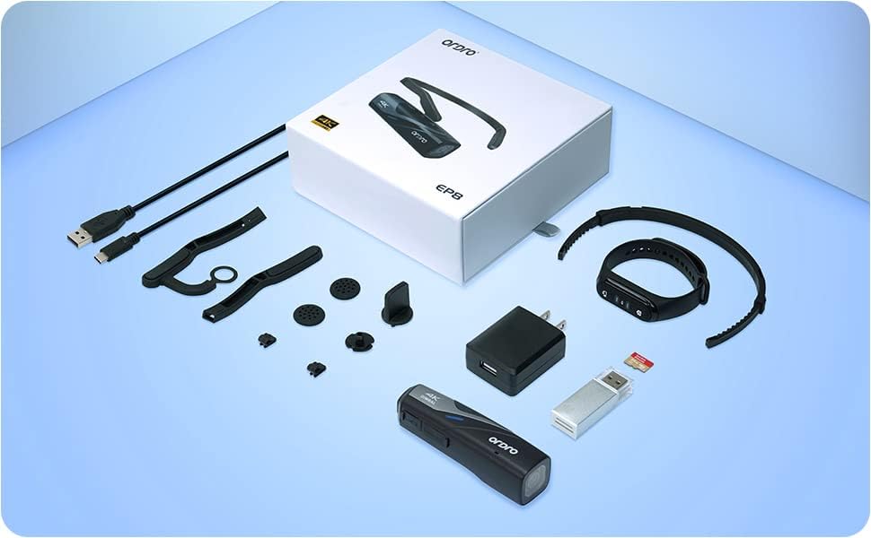 ORDRO EP8 4K 60FPS Head-Mounted Camera with 2-Axis Gimbal Stabilizer | Wearable Vlog Cam | Auto Focus, WiFi App & Remote Control | Includes 64GB Card