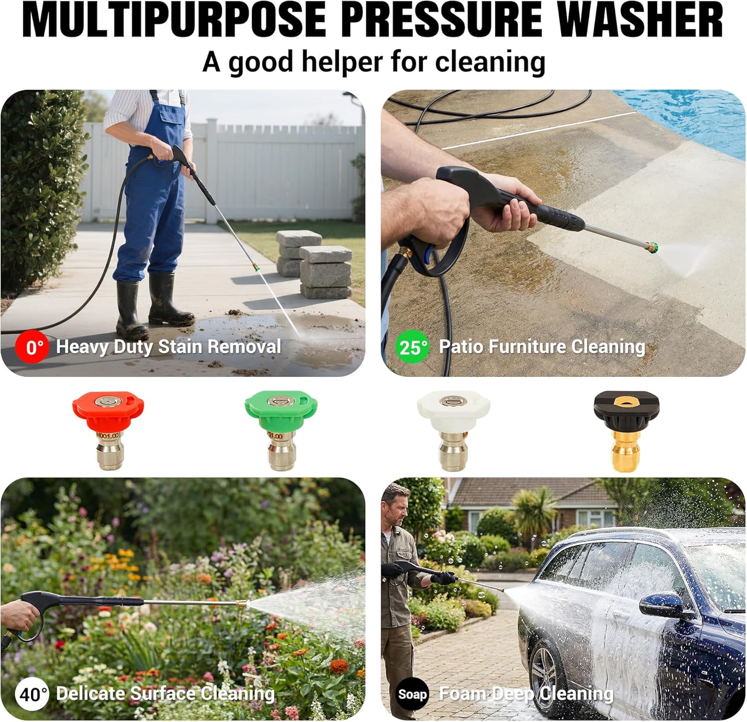 Gas Powered Pressure Washer 3500 PSI - 2.3 GPM Heavy Duty High Power Washer,212CC 7HP Engine with 25Ft Pressure Hose, Axial Aluminum Pump, Soap Tank, 4 Quick Connect Nozzle (Coral)