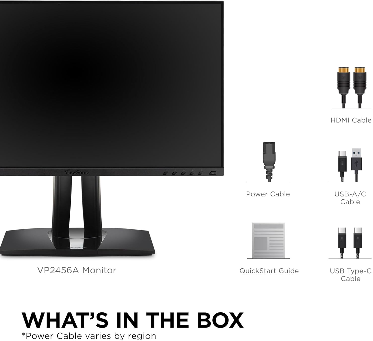 ViewSonic VP2456A 24" 1080p IPS Monitor - Advanced Ergonomics, ColorPro 100% sRGB Rec 709, Pantone Validated, 14-bit 3D LUT, 120Hz, USB, HDMI, DisplayPort, 90W USB C (Renewed)