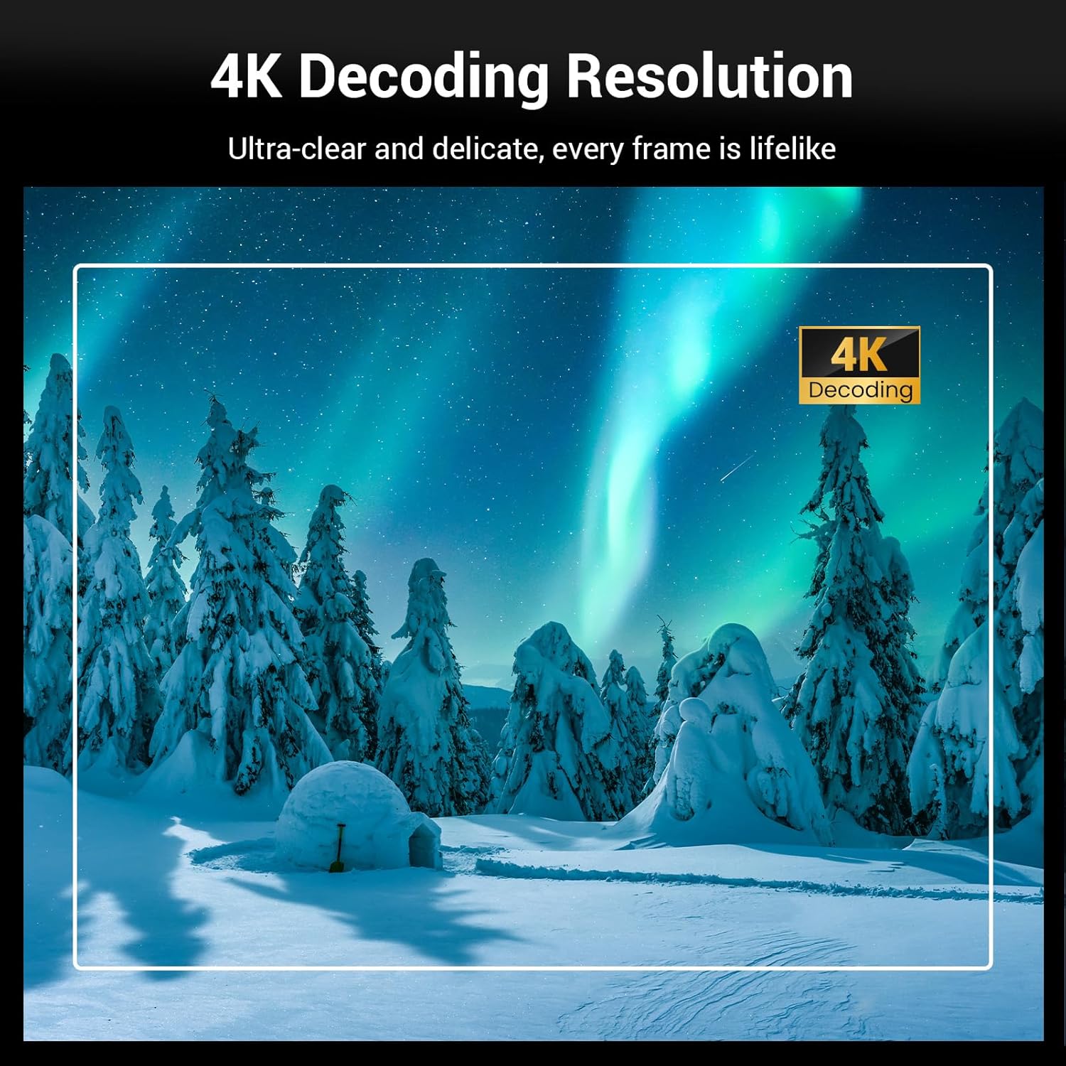 HAPPRUN 1500 ANSI Lumens Outdoor Projector with Built-in Streaming Apps, 4K Decoding Resolution, Auto Focus, Dolby Audio, Smart Projector with WiFi 6 and Bluetooth 5.2, Indoor Home Theater