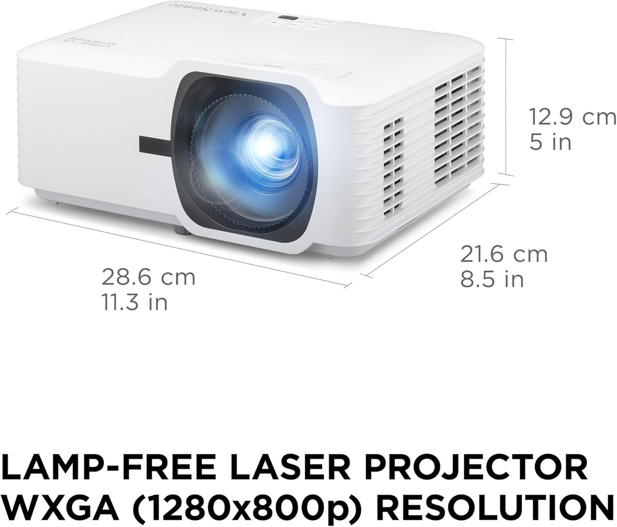 ViewSonic LS630W 4500 Lumens WXGA Laser Projector, Maintenance-Free for Smooth Office Productivity, 1.3x Optical Zoom, H/V Keystone, and 360-Degree Projection for Easy Setup, USB, and HDMI Inputs