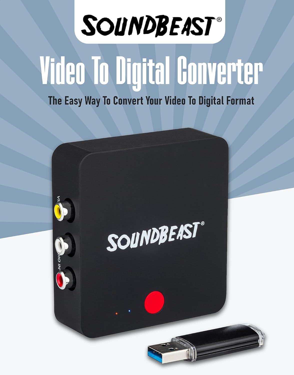SoundBeast Video to Digital Converter - Record Video & Audio from VCR, VHS Tapes, AV, RCA, Hi8, Camcorder, DVD, Gaming Systems - Saves to USB Flash Drive Requires Working VCR/Camcorder & Tapes