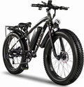 Electric Bike for Adults,1500W Peak Motor E Bikes, 26" Fat Tire Electric Bicycle, 20 MPH 60 Miles Electric Mountain Bike, Removable Battery, Dual Brake, 7 Speed