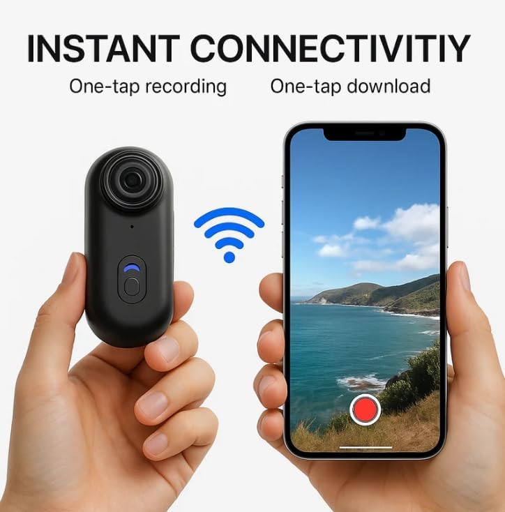 Deedlite Visus Cam Mini 4k POV Camera, 4S Vision WiFi Body Camera with 150Min Battery, Thumb-Sized Wearable Camcorder, Waterproof Helmet Cam for Motorcycle/Cycling/Vlogging, Hands-Free Recording