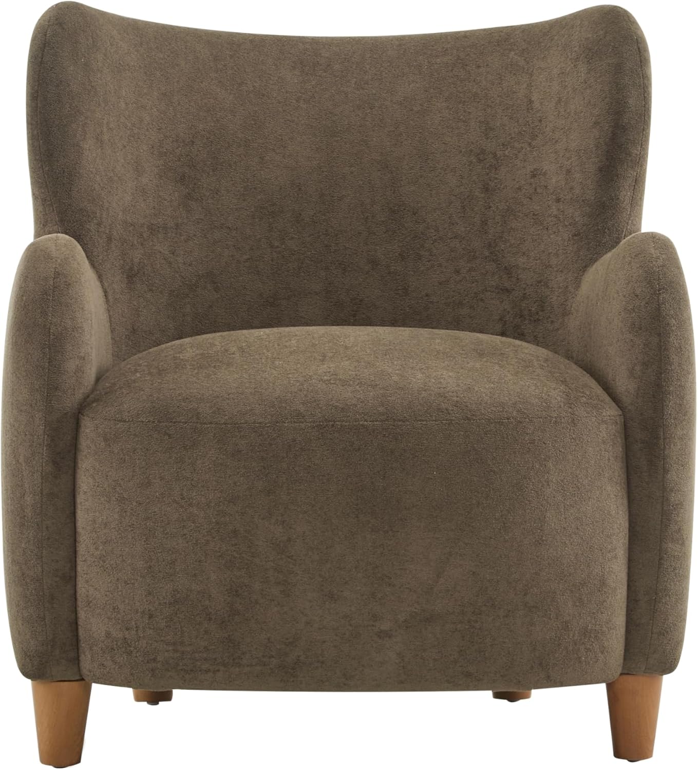 Christopher Knight Home Auden Wingback Accent Chair, Fabric Club Chair, Velvet Upholstered Armchair, Curved Backrest Single Sofa, Soft Cushion Seating, Reading Lounge Chair for Living Room, Brown
