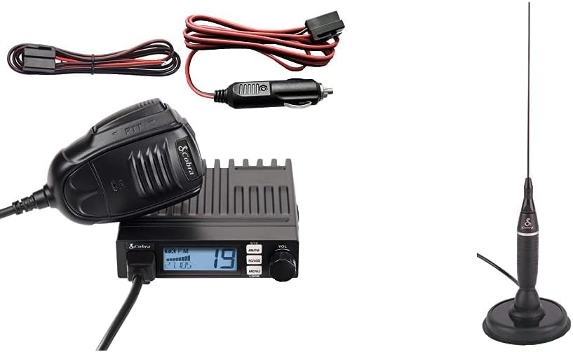 Cobra 19 MINI CB Radio & Cobra HGA1500 42 Inch Magnetic Mount CB Antenna: Dual-Mode AM/FM, 440 Channels, VOX, Auto Squelch, Auto Power, 4-Watt Output, Long-Range Antenna for Clear Signal, Black
