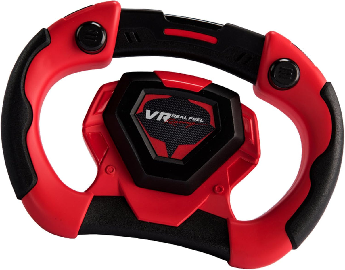 VR Real Feel Virtual Reality Car Racing Gaming System with Bluetooth Steering Wheel and Headset Goggles Viewer Glasses for iOS iPhone and Android