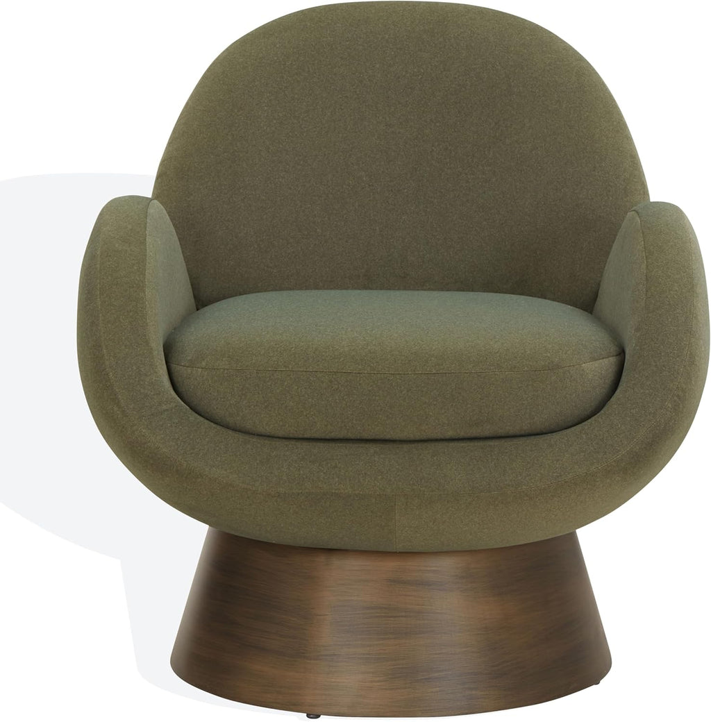 SAFAVIEH Couture Collection Paolini Olive Green & Antique Gold Metal Base Accent Chair