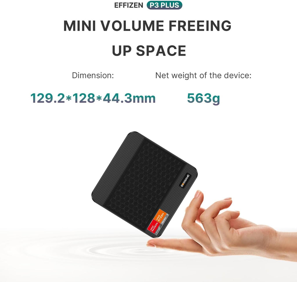 BOSGAME P3 Mini Gaming PC AMD Ryzen 7 7840HS | 16GB DDR5 RAM | 1TB PCIe 4.0 NVMe SSD | Dual Gigabit Ethernet | Triple Display| AX210 Wi-Fi 6E | BT 5.2 | Compact Desktop Computer