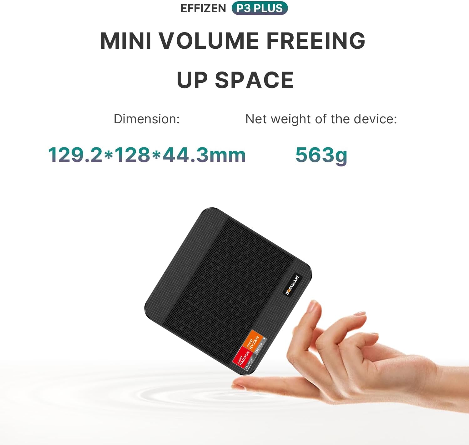 BOSGAME P3 Mini Gaming PC AMD Ryzen 7 7840HS | 16GB DDR5 RAM | 1TB PCIe 4.0 NVMe SSD | Dual Gigabit Ethernet | Triple Display| AX210 Wi-Fi 6E | BT 5.2 | Compact Desktop Computer