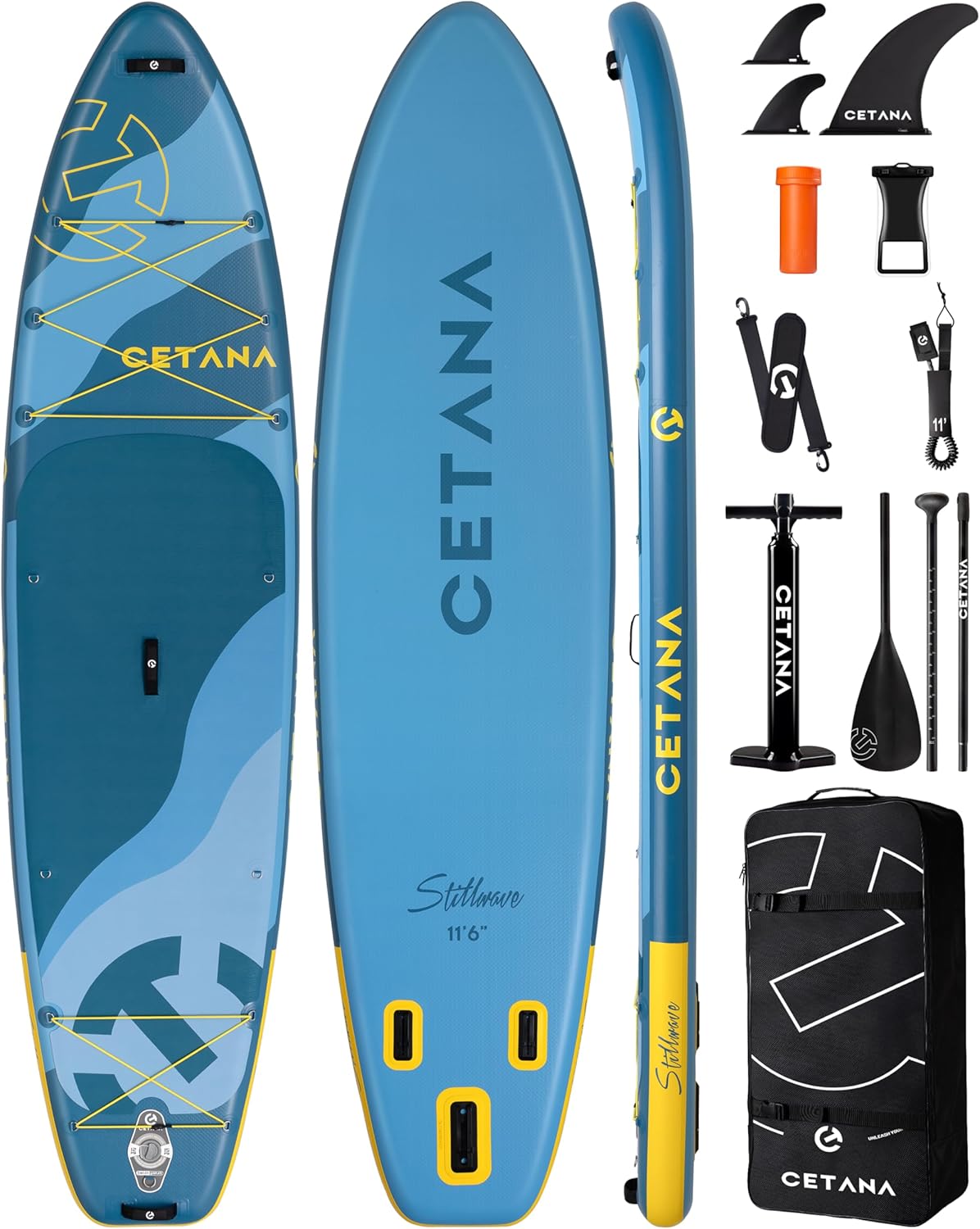 CETANA 11'6” x 35” Extra Wide Inflatable Paddle Board, 450 lb Capacity Wide Stable SUP, 2–3 Person Paddle Board for Photos, Aesthetic Photo-Ready Design, Beginner Friendly Stand Up Paddle Board