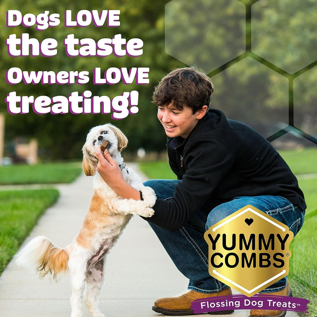 Yummy Combs Dog Dental Treats – Vet VOHC Approved – Delicious Chicken Protein – Removes Tartar with Cleaning Comb Shape – Dental Dog Treats for Small Dogs (24oz, 42 Count)