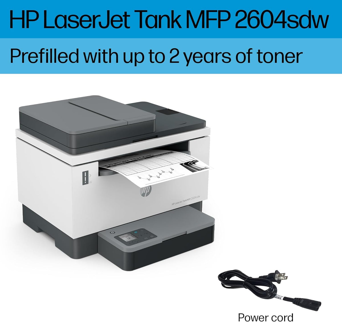 HP LaserJet-Tank MFP 2604sdw Wireless Black & White Printer Prefilled with Up to 2 Years of Original Toner (381V1A)