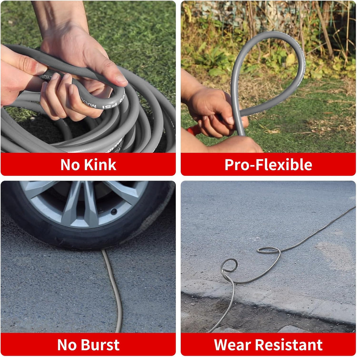 Pressure Washer Hose 125ft, 1/4 Inch Kink Resistant 4200PSI Power Washer Extension Hose, Flexible Heavy Duty Replacement Hose, Compatible with M22 14mm Fittings, High Tensile Wire Braid