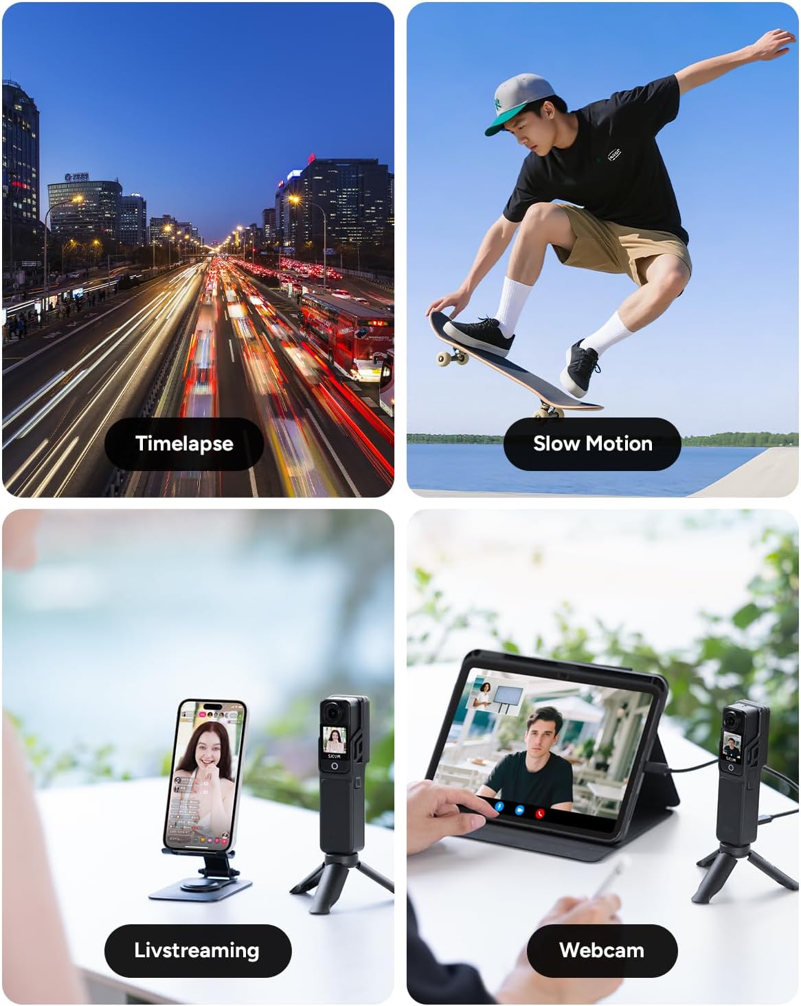SJCAM C400 Vlogging Camera,128GB 4K Image,7H Power use,6-Axis Stabilizer,for Vlogs influencers,2.29'' Touch Screen,30M Waterproof Body Cam,Vlogging for YouTube,Black,Camara para grabar contenido