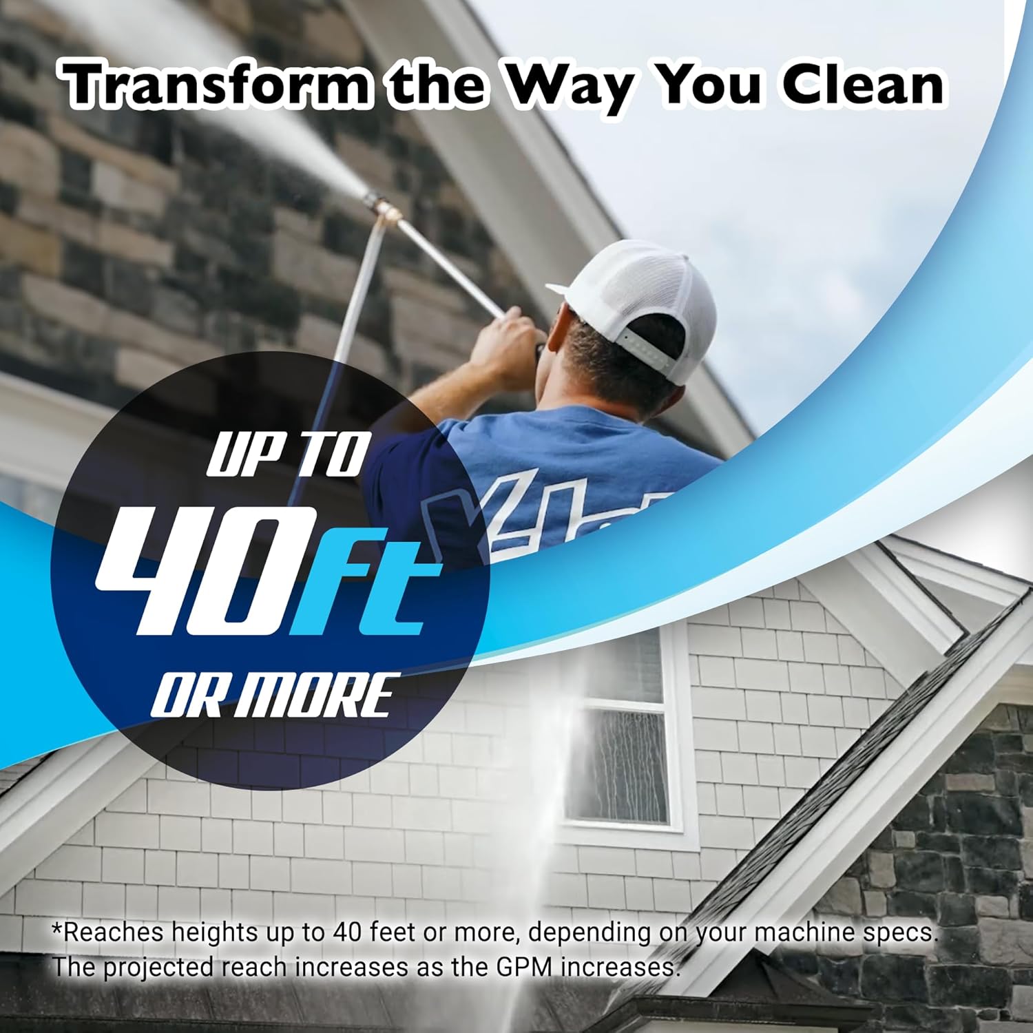 X-Jet M5#13 Kit | 4-4.5 GPM | Adjustable Long-Range External Injection Variable Pressure Washing Nozzle | Perfect for Washing Residential & Commercial Properties from the Ground | W/ 2000 to 4500 PSI