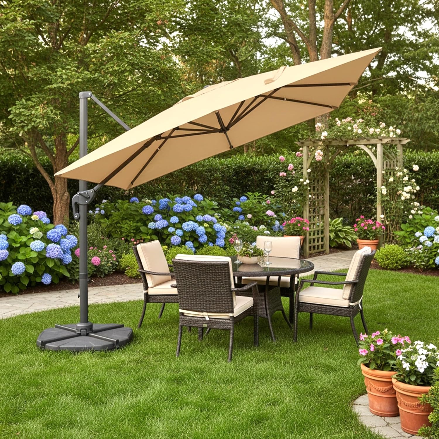 Garden Winds Reinforced Replacement Canopy Top Cover Compatible with The Sunnyglade 10' x 13' Umbrella - Classic Sand, Riplock 350