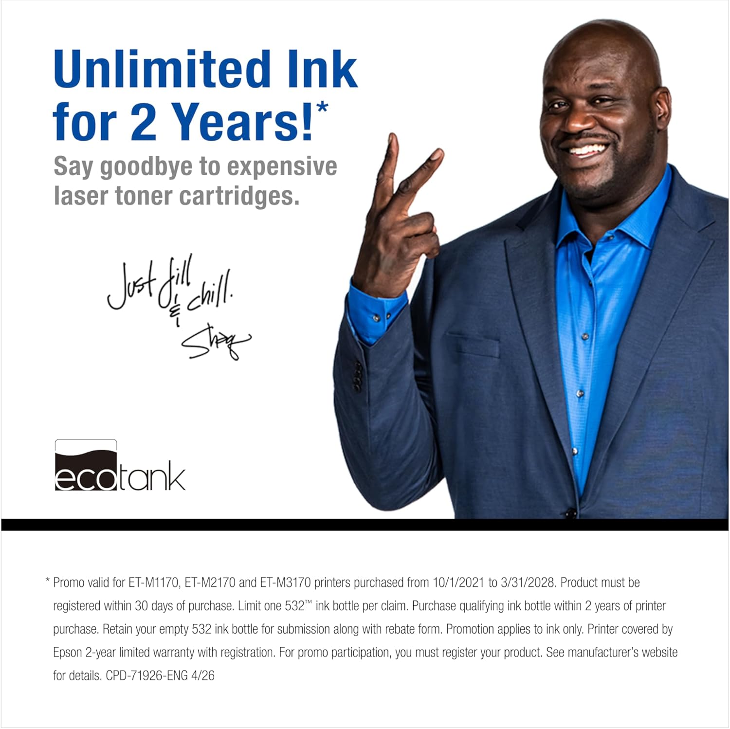 Epson EcoTank ET-M3170 Wireless Monochrome All-in-One Supertank Printer with ADF, Fax and Ethernet Plus 2 Years of Unlimited Ink*