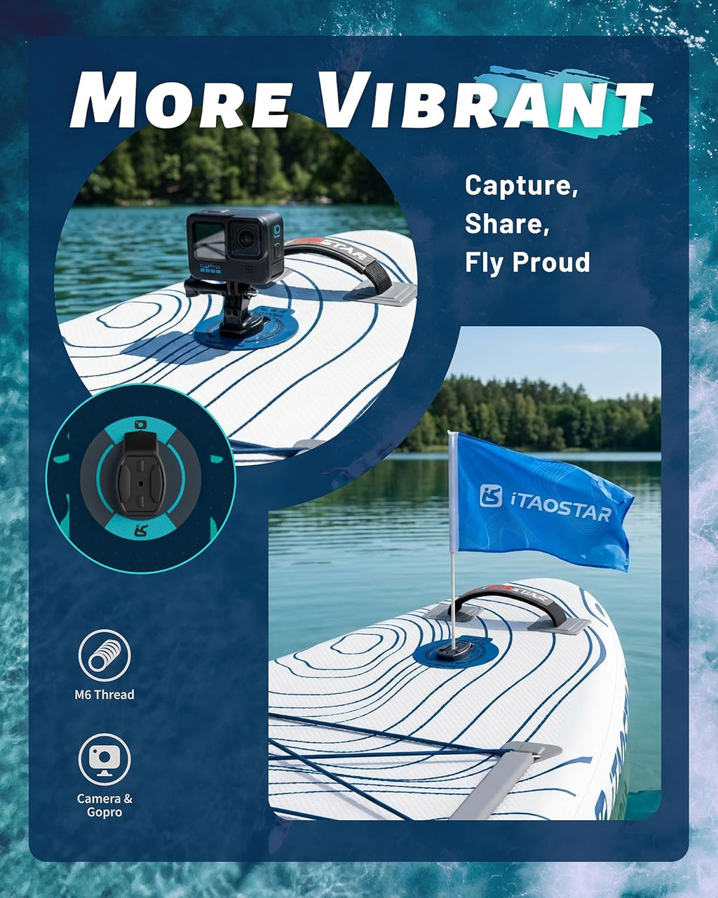 iTAOSTAR Adventure 12' × 35"/39" Inflatable Stand Up Paddle Board with Seat, Extra Wide SUP Board with 5 Fins Stable Design for Adults, Youth, All Skill Levels, Lakes, Oceans & Fishing