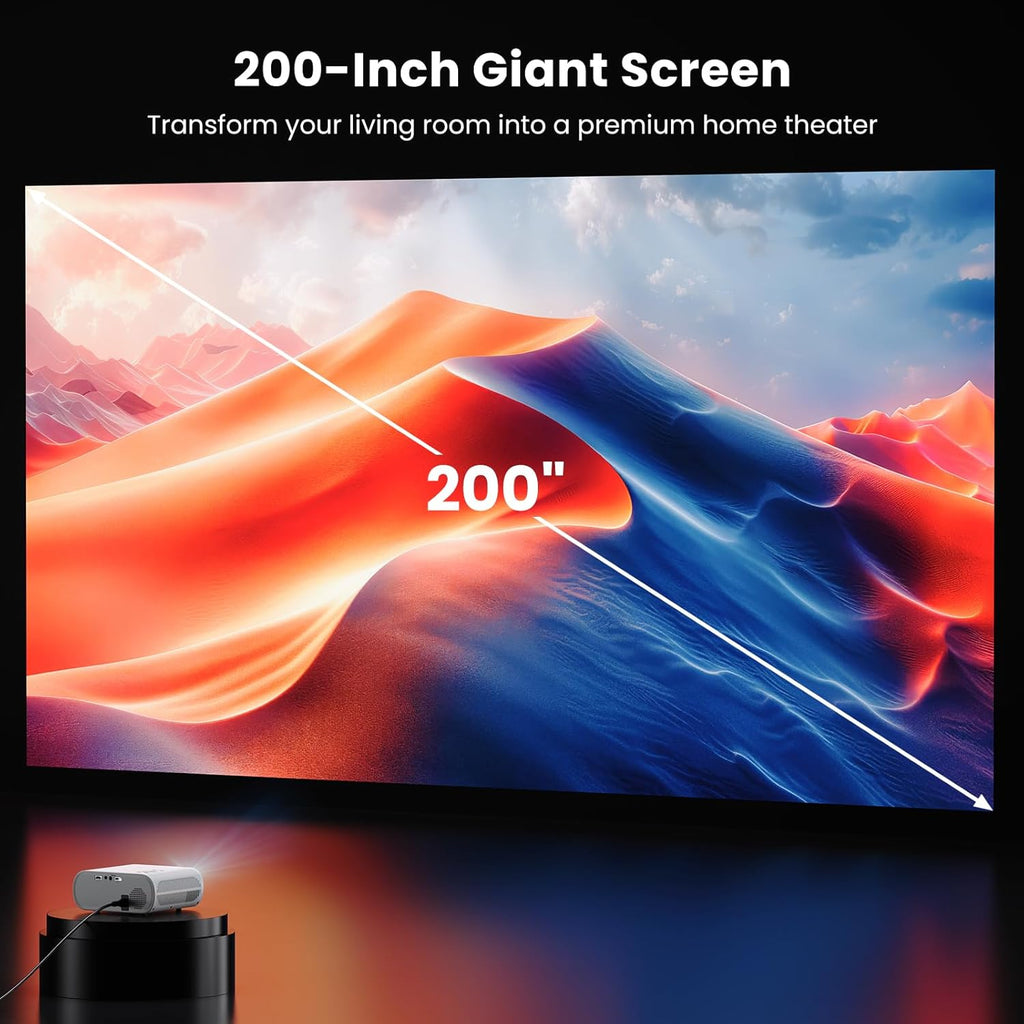 1500 ANSI Official Licensed Smart Projector, Compatible with Netflix, HOMPOW 4K Full HD Home Theater Projector with WiFi and Bluetooth, Built-in Apps, Electric Focus Outdoor & Indoor Movie Projector