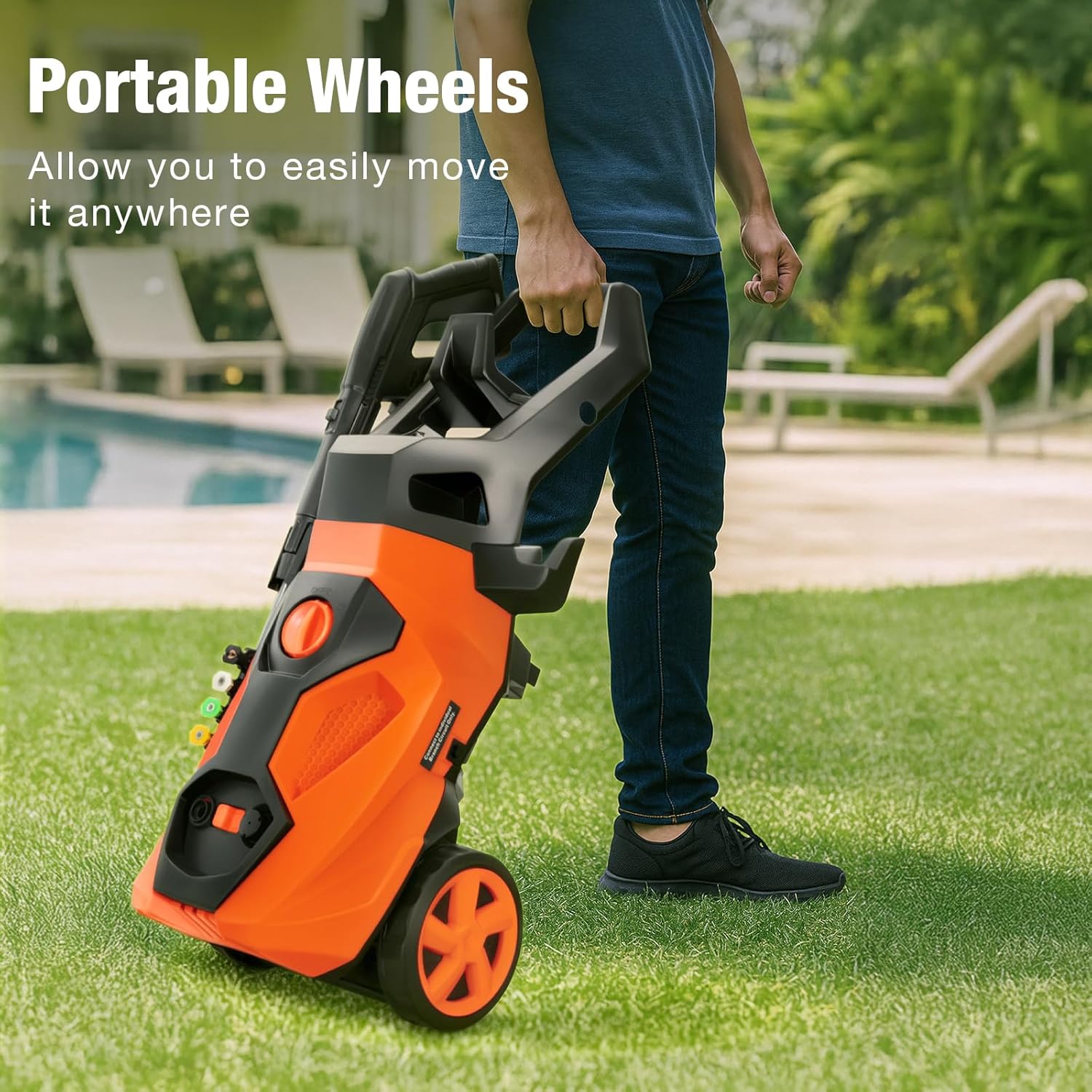 BILT HARD 1.76 GPM 2300 PSI Electric Pressure Washer, Power Motor with Stainless Steel Wand, 4 Spray Nozzles, Built-in Detergent Tank, 20Ft Hose, 35Ft Power Cord for Cars/Driveway/Fences/Home/Patios