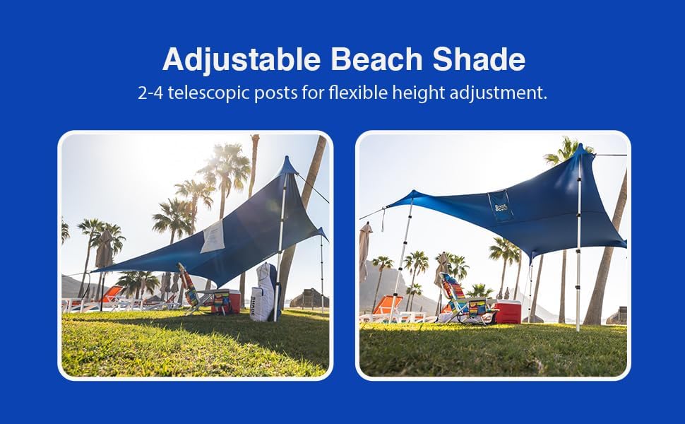 Beach Canopy Tent Sun Shade 8.5x9 FT – UPF50+ Portable 4-Post Beach Tent Canopy with Easy Setup & Carry Bag – Outdoor Sun Shelter for Camping, Backyard, Picnic & Travel