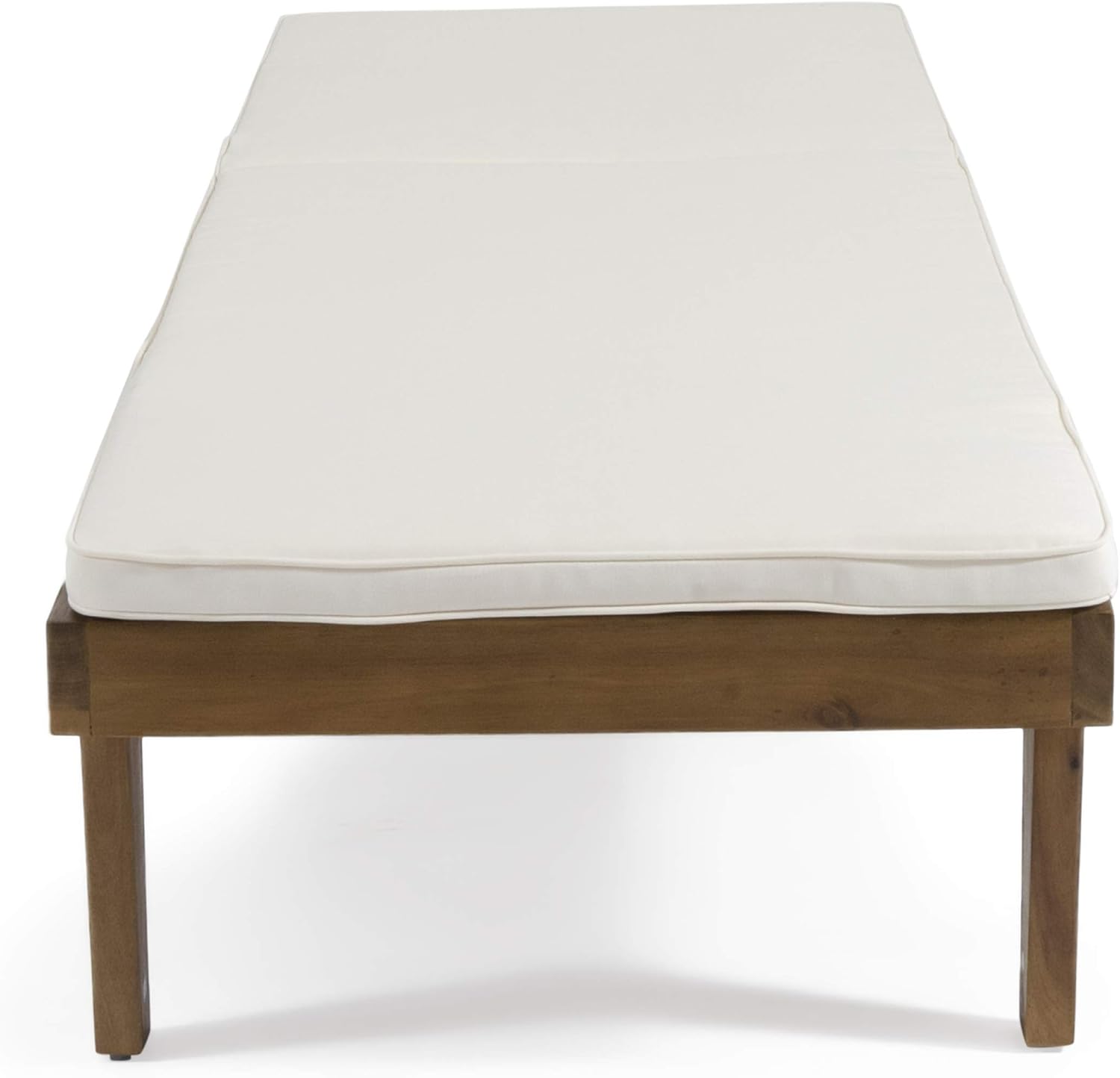 Christopher Knight Home Warner Outdoor Acacia Wood 3 Piece Chaise Lounge Set, Teak Finish, Cream