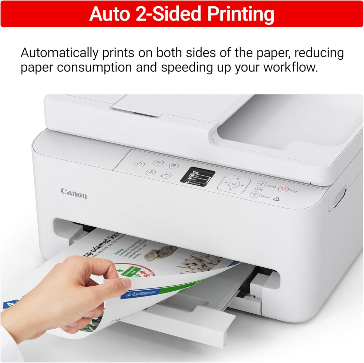 Canon PIXMA TR7120 Wireless Color Inkjet Printer for Duplex Printing, White – Home Printer with Copier/Scanner, Auto Document Feeder, Compact Design, Intuitive Control Panel