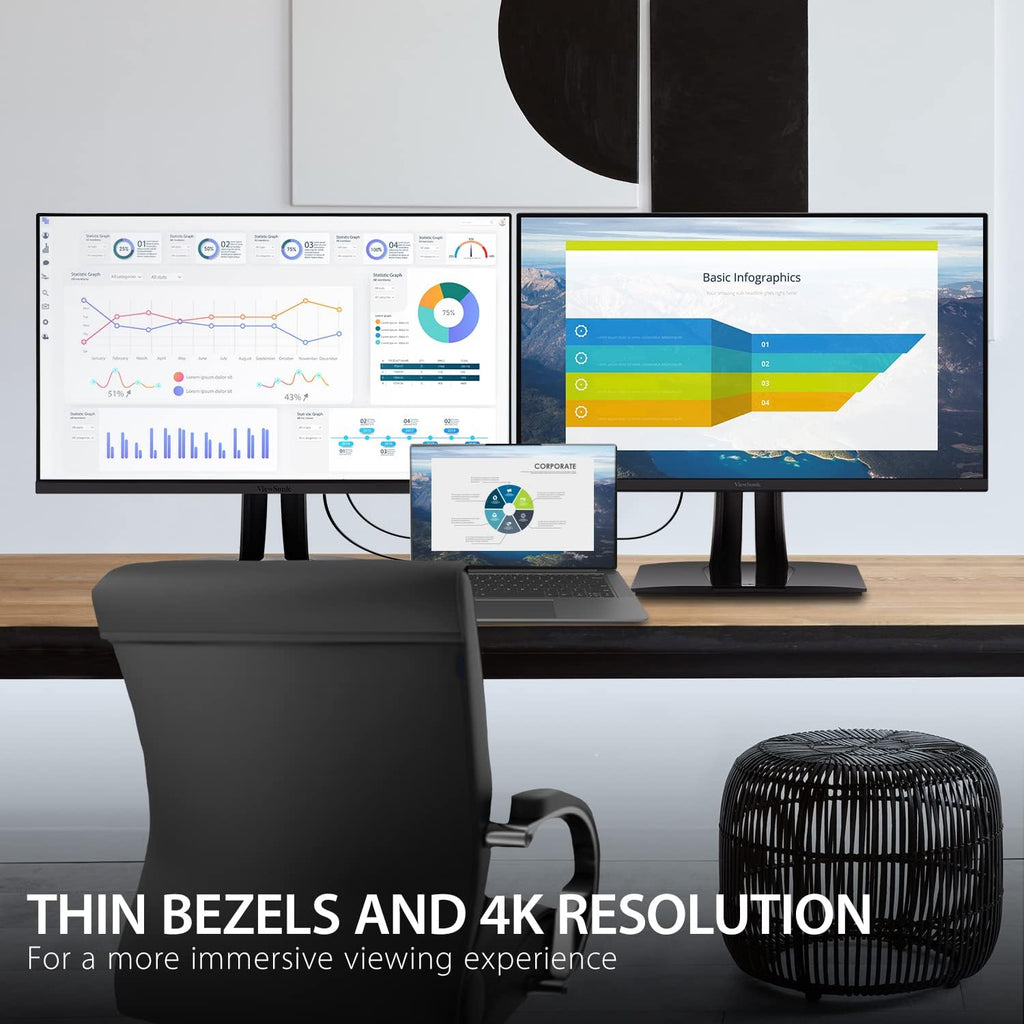 ViewSonic VP3256-4K 32" 4K UHD Professional Graphic Design Monitor with USB-C (90W) (Renewed)