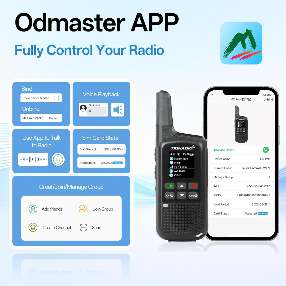 TIDRADIO TD-M2 Pro Unlimited Range Rapid Global Walkie Talkies,Dual Mode -4G LTE PoC Radio with SIM Card+FRS Two Way Radio Long Range Global PTT 2-way Radios for Family,Business,Company,Outdoor -2Pack