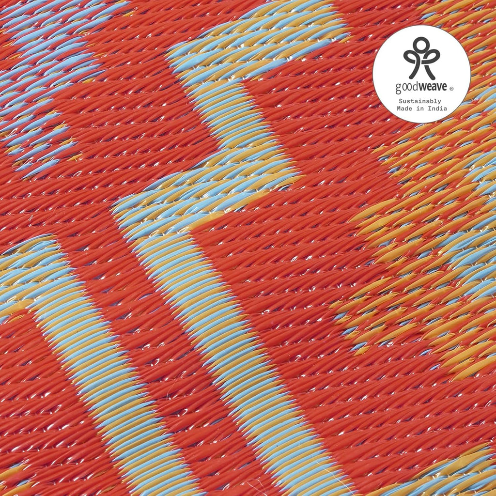 Fab Habitat Outdoor Rug - Waterproof, Fade Resistant, Crease-Free - Premium Recycled Plastic - Vintage Boho Kilim - Large Patio, Deck, Sunroom, Camping, RV - Lhasa - Orange & Violet - 6 x 9 ft