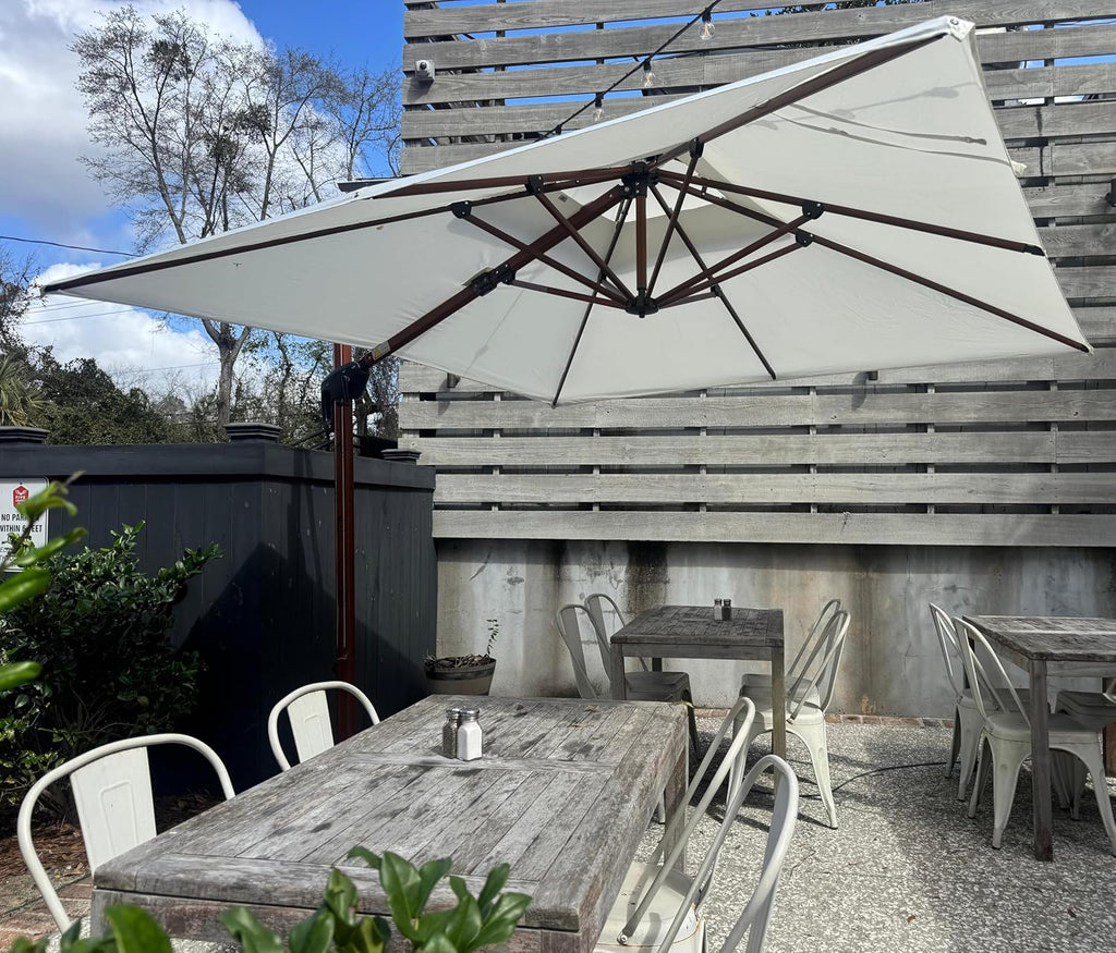 PURPLE LEAF 10ft Patio Umbrella Outdoor Square Umbrellas Large Cantilever Umbrella Windproof Offset Umbrellas Heavy Duty Sun Umbrella for Garden Deck Pool Patio, Cream