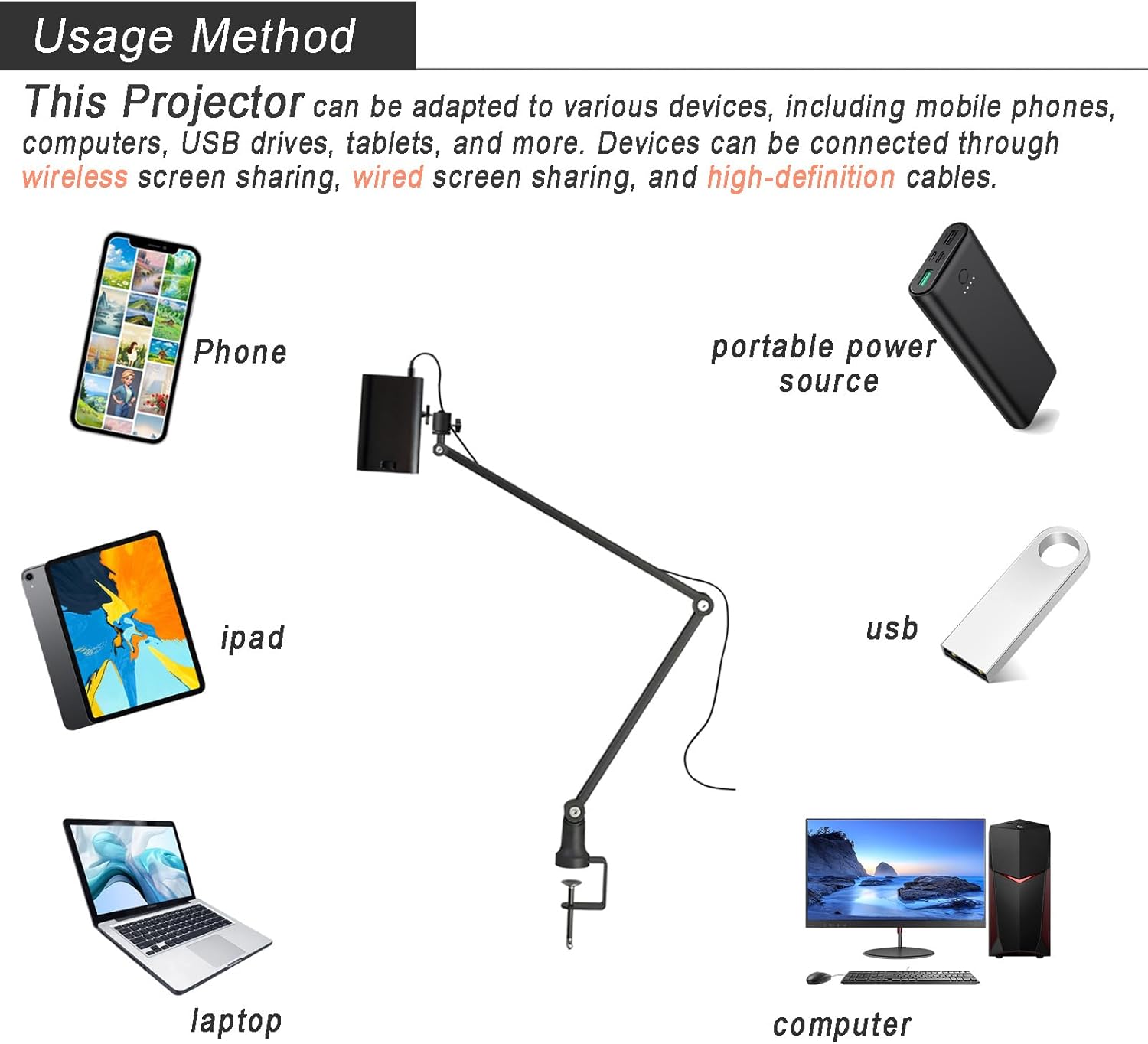 Drawing Projector, Art Projector for Tracing, Tracing Drawing Tool Smart Sketcher Mini Cake Cookie Portable Smart Phone Movie Projector with Stand