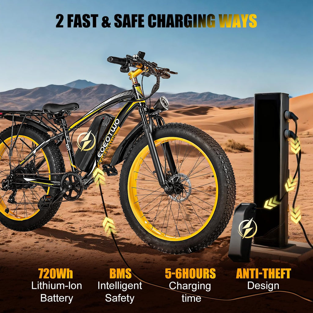 Electric Bike for Adults,1500W Peak Motor E Bikes, 26" Fat Tire Electric Bicycle, 20 MPH 60 Miles Electric Mountain Bike, Removable Battery, Dual Brake, 7 Speed