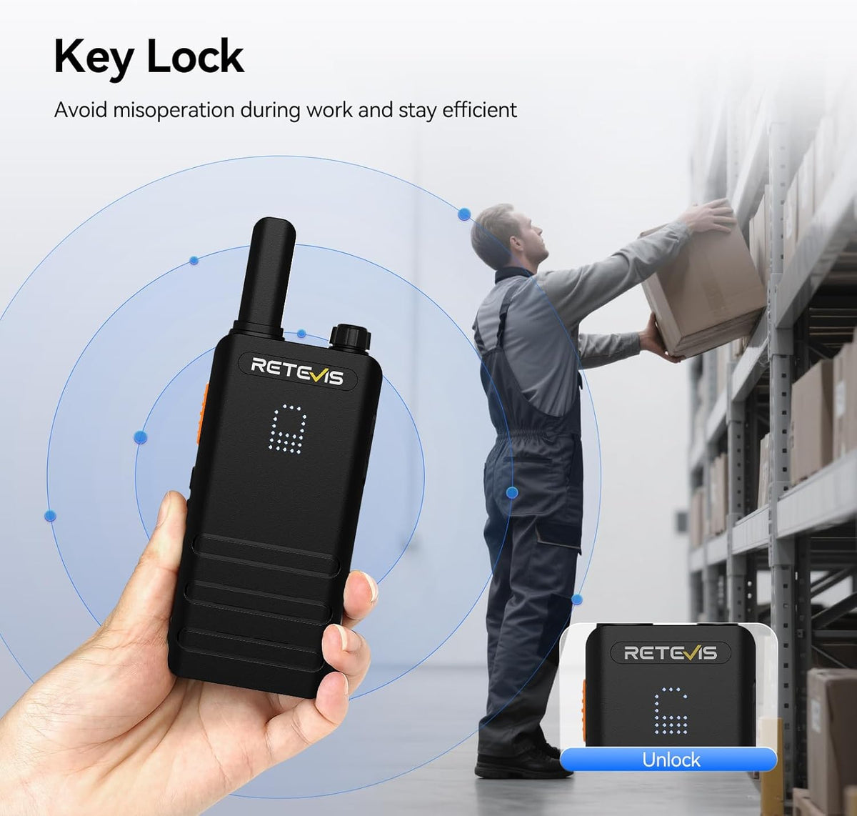 (3nd Gen RT22) Retevis B3H Walkie Talkies for Adults-Ultra Slim, with Earpiece, 6 Way Multi Unit Charger, 1620 mAh, LED Display, Business Portable FRS Two-Way Radios for Retail Store (6 Pack)