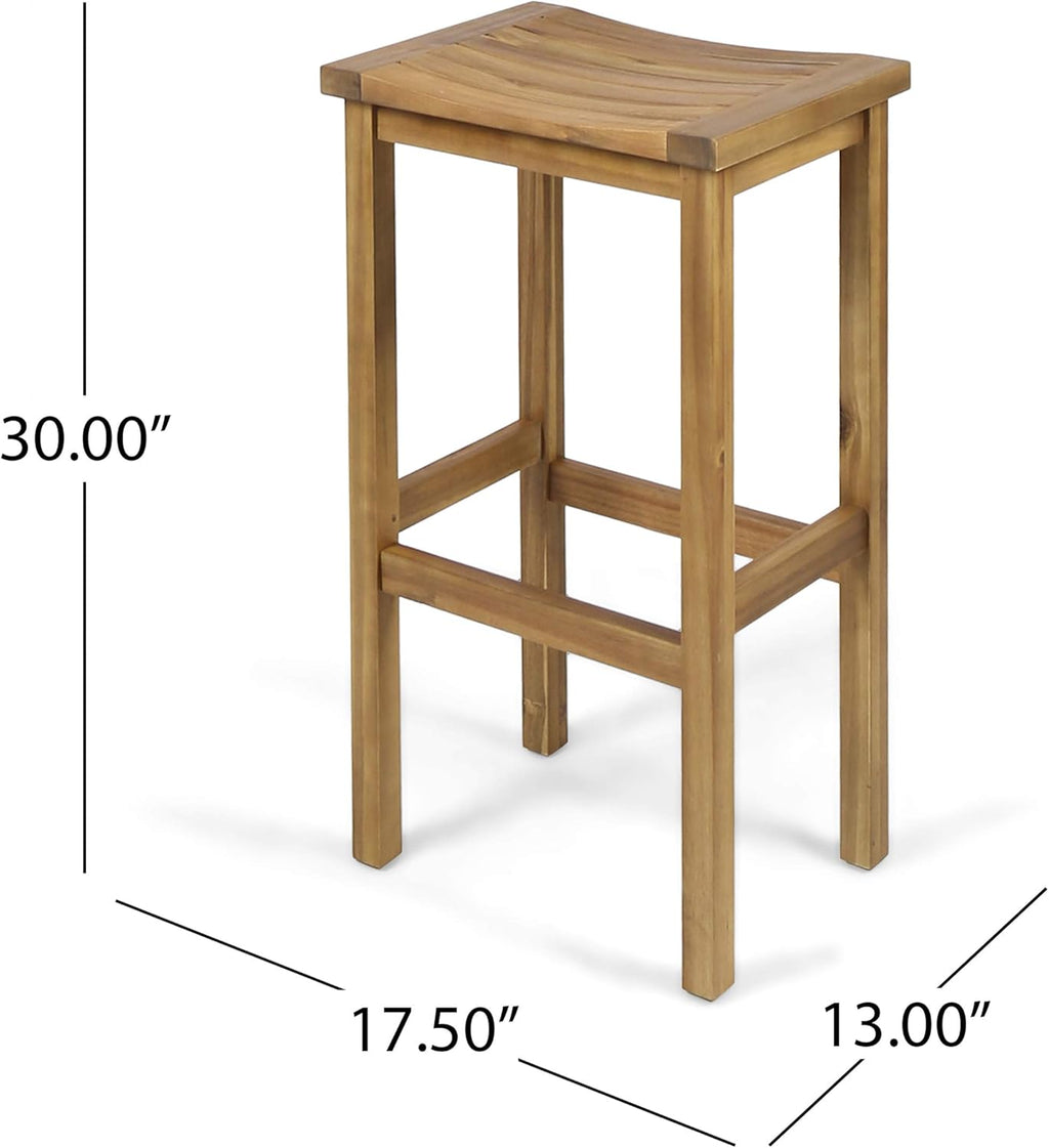 Christopher Knight Home Caribbean Outdoor 30" Acacia Wood Barstools, 2-Pcs Set, Natural Stained