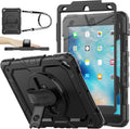SEYMAC stock Case for iPad Air 3 2019 / Pro 10.5'' with Screen Protector Pen Holder 360° Rotate Hand Strap/Stand, Drop-Proof Case (Black)