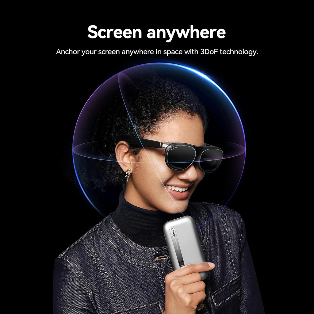 Rokid AR Spatial Glasses silver, AR Glasses Max2 silver with Station2, 360" Micro-OLED Three-Screen Display,120Hz OLED, 600 Nits, Multi-Tasking for Work & Gamingrt Console, Android, Windows Compatible