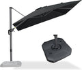 PURPLE LEAF 9 Feet Square Cantilever Umbrella Patio Umbrella with Base Outdoor Umbrella Aluminum Offset with 360-degree Rotation for Garden Deck Pool Patio Black
