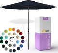 Midtown Umbrellas – The Lean 9 Ft Patio Umbrella with 10-Year-No-Fade Acrylast Acrylic Fabric, Auto-Tilt and 8 Reinforced Ribs for Deck, Pool, Garden, Hotel & Cafes – Harbor Navy Canopy, Black Pole