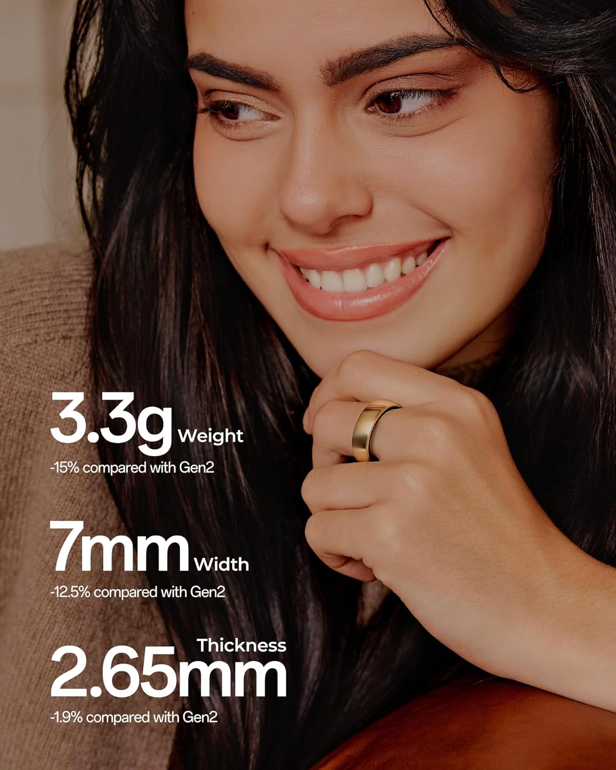 femometer Ring Air | Ultra-Thin Smart Ring | Sleep/Heart Rate/SpO2/Stress | Women's Health & Fertility Tracker with BBT Technology | Hot Flash Monitoring | Free Subscription - Size7