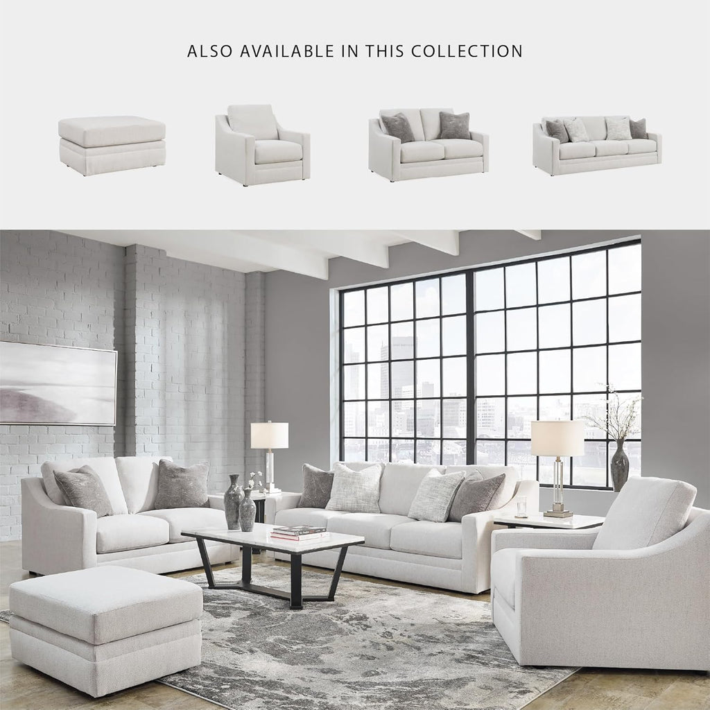 Signature Design by Ashley Maitelynn Casual Upholstered Ottoman, White