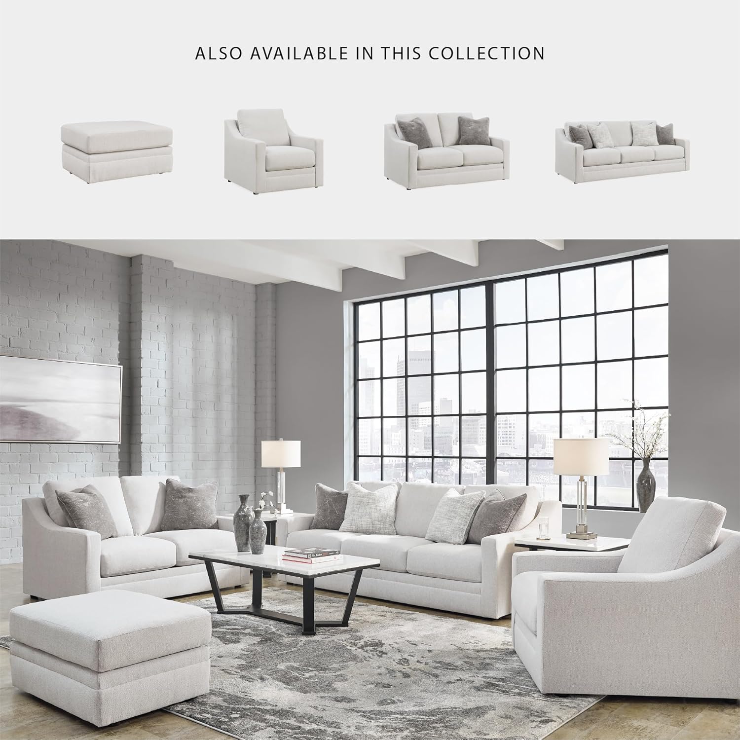 Signature Design by Ashley Maitelynn Casual Upholstered Ottoman, White