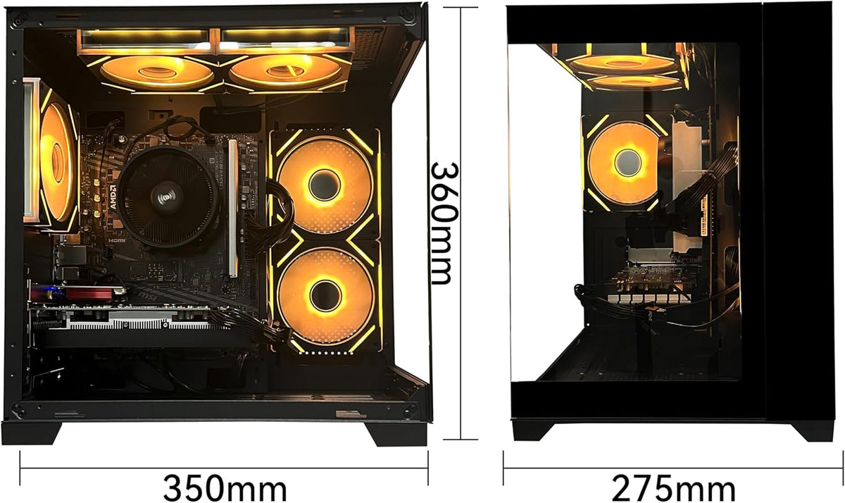 Gaming PC Desktop Computer, AMD Ryzen 5 5500, RX6500XT 4GB Graphics, 16GB DDR4 RAM, 512GB NVMe SSD, ARGB Fans, Game Design Office
