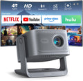 【Netflix Included & 2200ANSI】Smart 4K Projector with WiFi and Bluetooth, VISSPL 3D Dolby Audio and Auto Focus Portable Outdoor Projector, Movie Home Theater Projectors for Bedroom/Ceiling