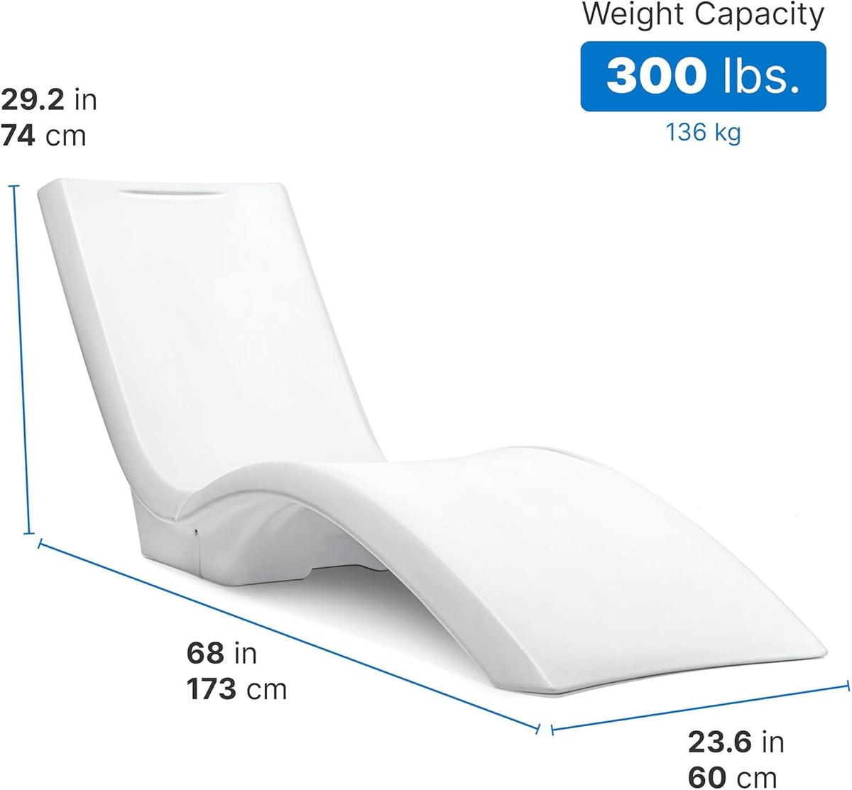 Step2 Vero Pool Lounger, Fade-Resistant, Waterproof Patio Furniture, Pool Lounge Chair for Sun Shelf, Use in Pools with Shelves Up to 12-Inches Deep or Outside Pool Deck, Weighted, White