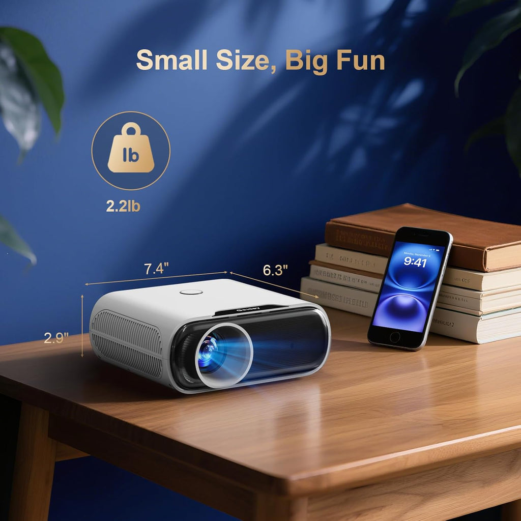 2000 ANSI Projector with WiFi and Bluetooth, Goiaey Smart Portable Projector Compatible with GoogIe TV, Built-in Official Apps, GoogIe Voice, DoIby Audio, HDMI ARC CEC Native 1080P Movie Projector