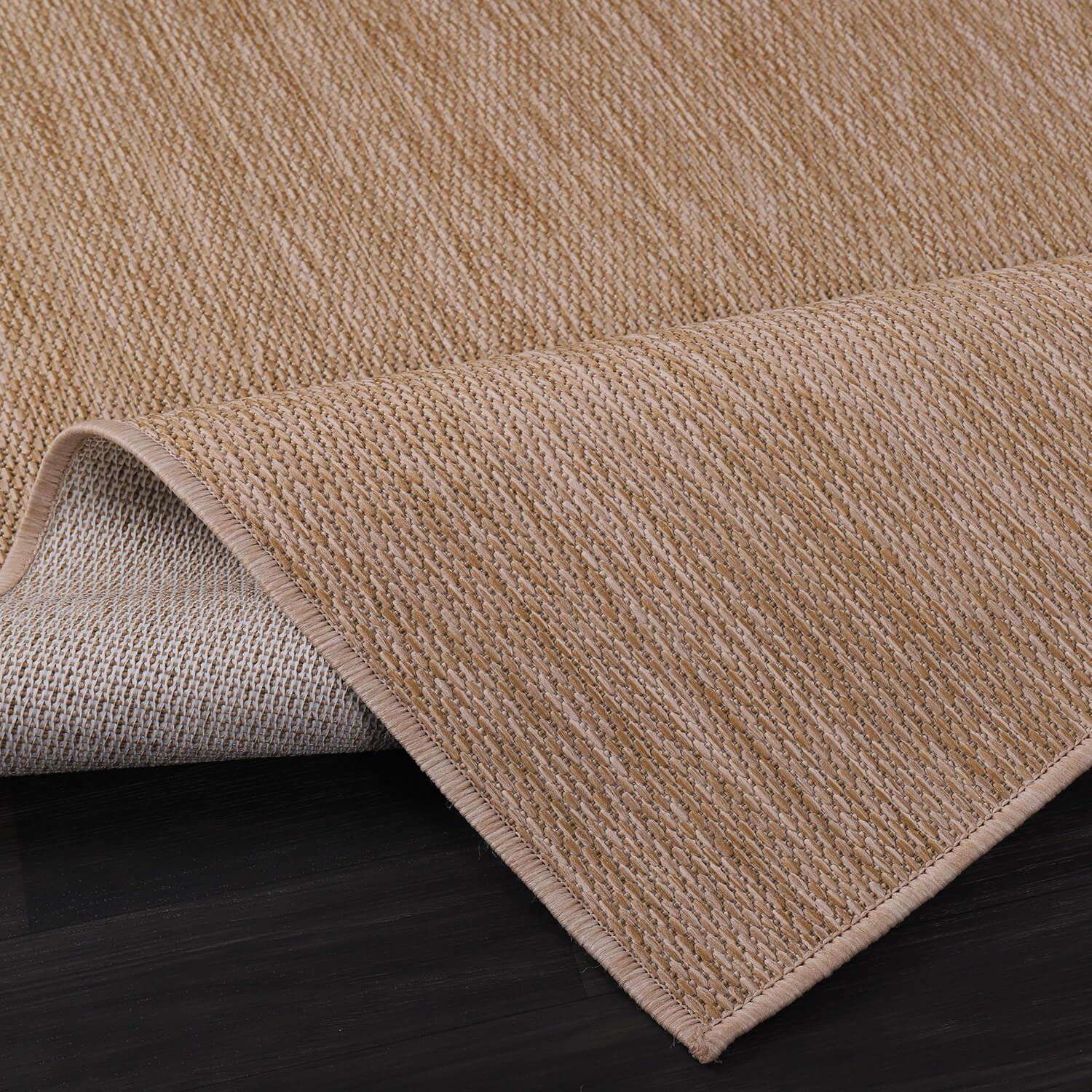 Washable Indoor Outdoor Rug 10x14 Weather Resistant Area Rugs Modern Solid Jute Rug for Porch Deck Balcony Backyard Patio Outside Carpet (10 X 14 Jute Beige)
