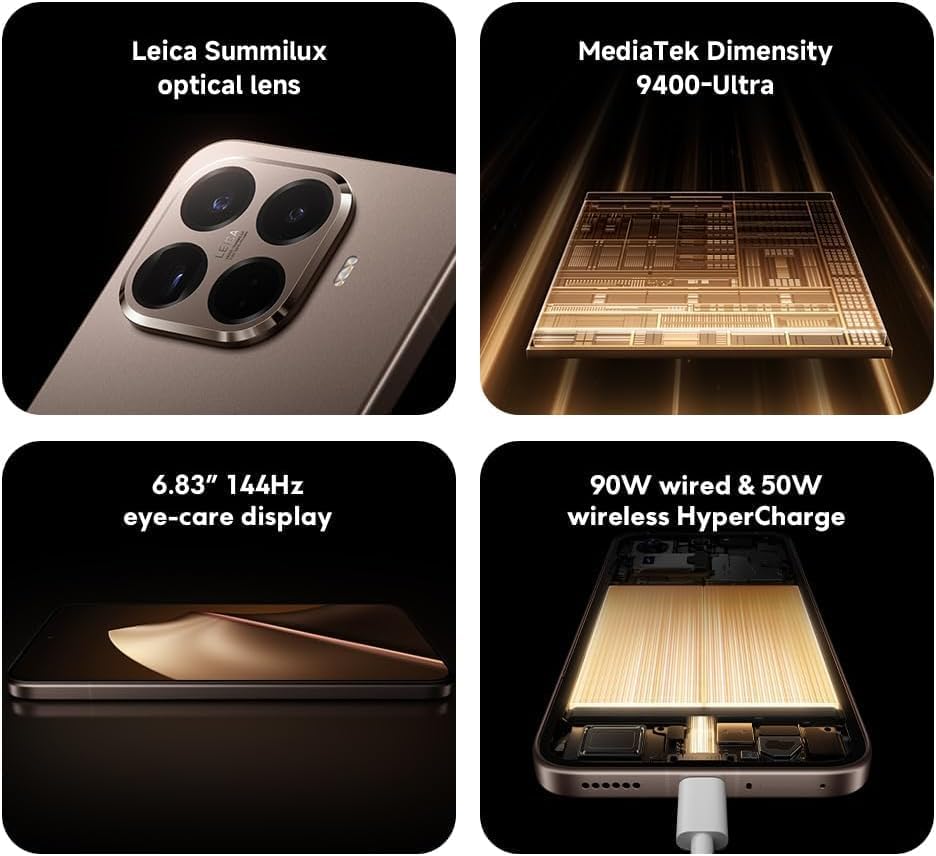 XIAOMI 15T PRO Ai 5G (Compatible with Tmobile Mint Tello & Global) (512GB + 12GB) NFC Global ROM Unlocked 50MP Triple Pro Leica Cam eSIM 6.83" 144Mhz Model 2506BPN68G Liberado (Black)